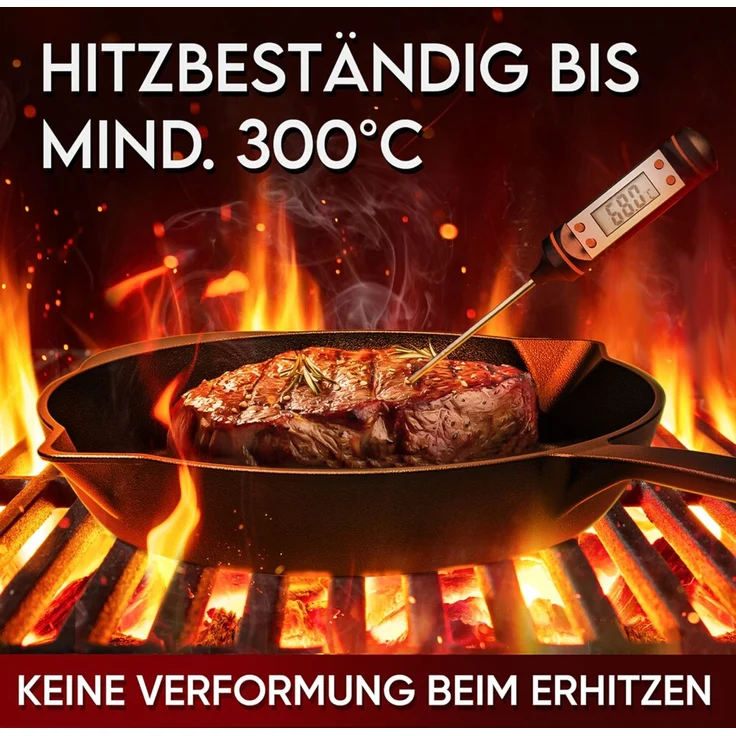 Feuerpfanne Ø 26 cm aus Gusseisen – mit Ledergriff & Ringreiniger, hitzebeständig bis 300 °C, für Grill, Induktion & Lagerfeuer – Bild 4