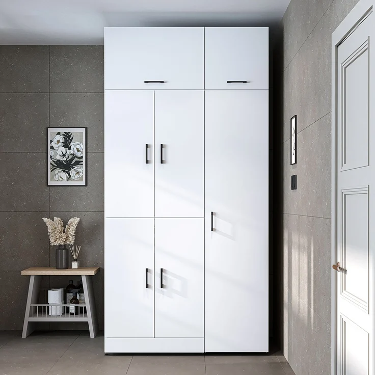Roomart Waschmaschinenschrank - DORA-I- 115 cm breit - Wasch- & Trocknerschrank mit Türen & Ausziehbrett, Waschmaschinen-Überbau für Waschküche & Hauswirtschaftsraum • Weiß-Eiche – Bild 5