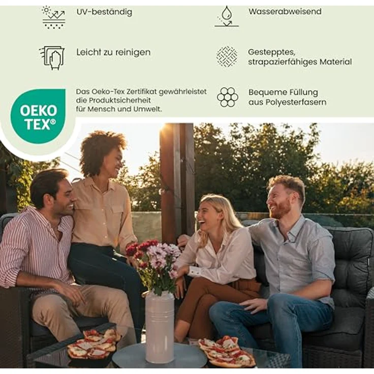 Bjird Bankauflage Venus 50 cm, 60 cm, 100 cm, 120 cm, 150 cm, 180 cm, (1 St), für Gartenbank und Hollywoodschaukel – Bild 6