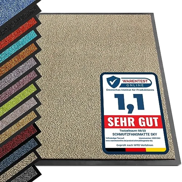 etm® Schmutzfangmatte - Note 1,6: Sieger Preis-Leistung - Fußmatte in vielen Größen - Türmatte Fußabstreifer für Haustür innen und außen (Ocker-Schwarz, 135x200 cm) – Bild 1
