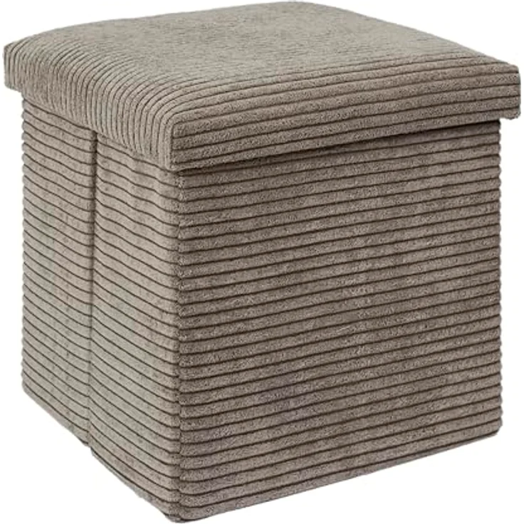 HOME DECO FACTORY, HD0274, Cotele Scott Taupe Faltbare Ottoman-Truhe, Weichheit, Möbel, Sitz, Faltbare Truhe und Bank, 38 x 38 x 38 cm, Sitzhöhe 38 cm, Taupe – Bild 4