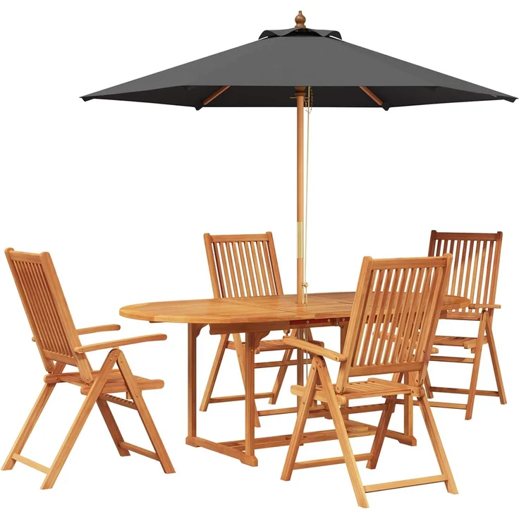 vidaXL Essgruppe für draußen mit Sonnenschirm 6 stk. 4-Sitzer 3438539 – Bild 2
