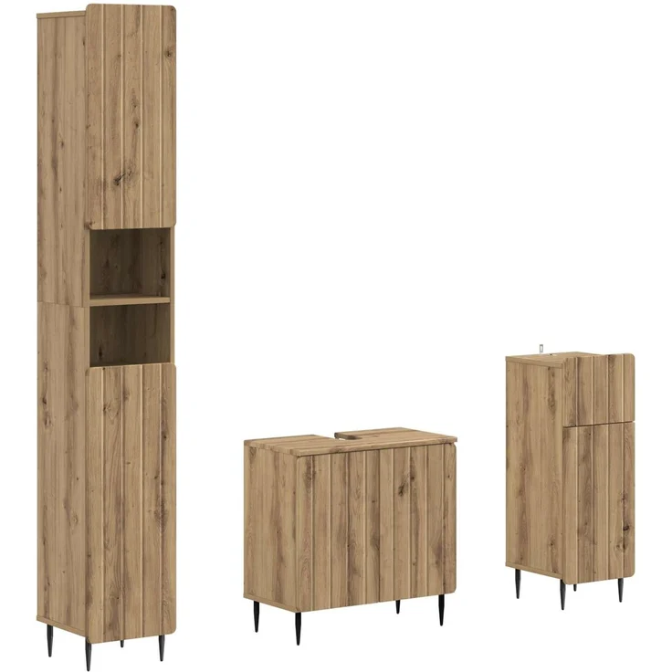 vidaXL 3-teiliges Badezimmer-Schranksystem ZWOLLE Artisan-Eiche 3417845 – Bild 2