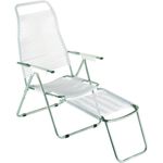 Liegestuhl Spaghetti Gartenstuhl Weiß Sessel mit Beinauflage FIAM