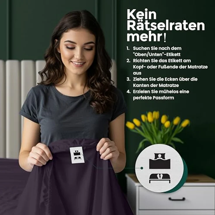 Utopia Bedding - Spannbettlaken 180x200 cm Bis 30 cm - Lila - Gebürstete Mikrofaser Spannbetttuch - Oeko Tex Standard 100 – Bild 6