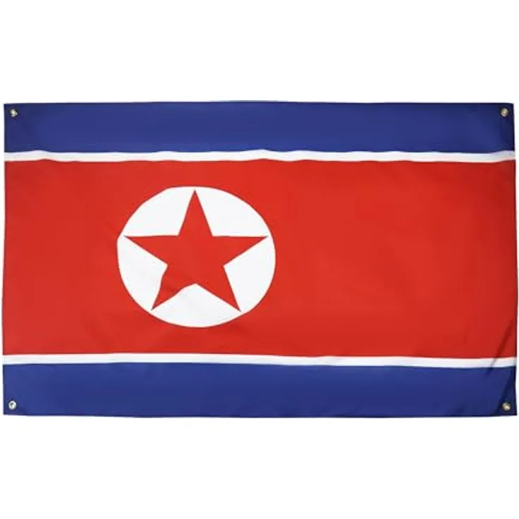 AZ FLAG Nordkoreanische Flagge, 150 x 90 cm, mit 4 Ösen, Nordkoreanischer Pavillon, für Balkon oder Wand