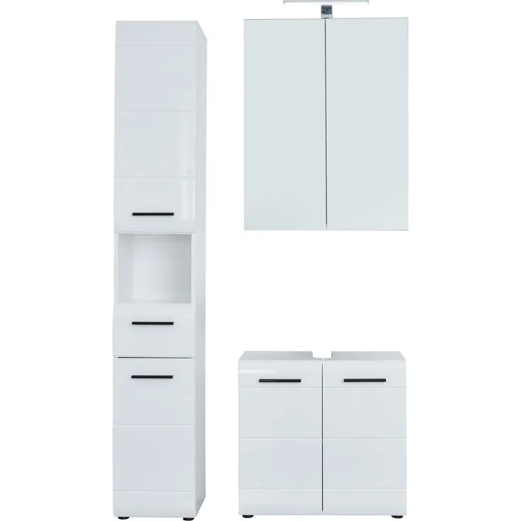 trendteam Badezimmer 3 tlg Badmöbel Set Kombination Badschrank 115 x 182 x 31 cm