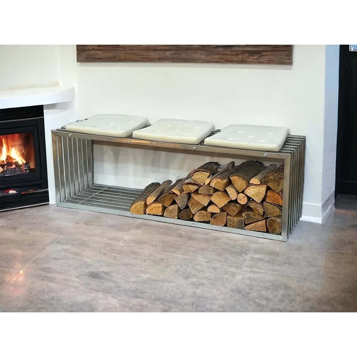 DanDiBo Kaminholzregal Innen Edelstahl Metall Kaminholzständer 96429 Brennholzregal 150 cm Holzkorb Kaminholzhalter – Bild 3