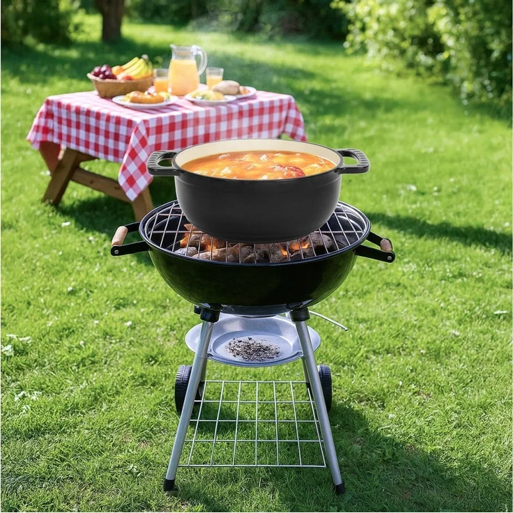 FANNOU Schmortopf Gusseisen Topf lc, 33cm groß, 4,7L, Bräter, Brotbacktopf Gusseisen, 3-fach Emaille – Bild 4