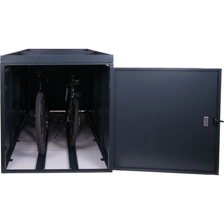 Mendler 2er-Fahrradgarage mit Pflanzkasten HWC-L56b, abschließbar verzinkter Stahl Anthrazit, 125 x 113 x 208cm – Bild 7