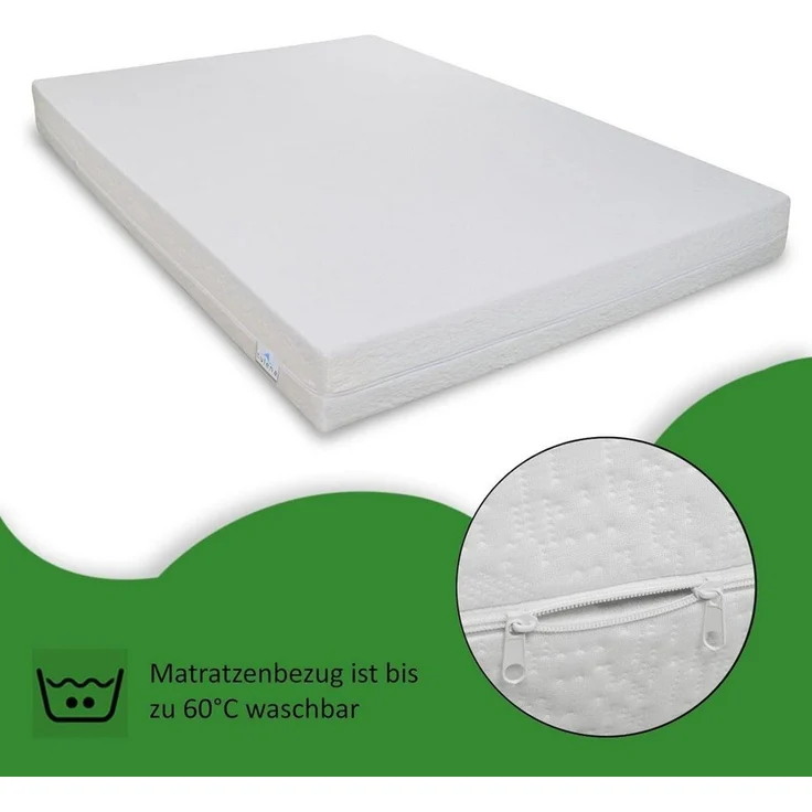 Matratzenersatzbezug Matratzenbezug aus weißer Baumwolle TULENA, Größe 80x200 cm, 17-19cm Hoch, Baumwolle, Weiß, Öko-Tex Zertifiziert – Bild 2