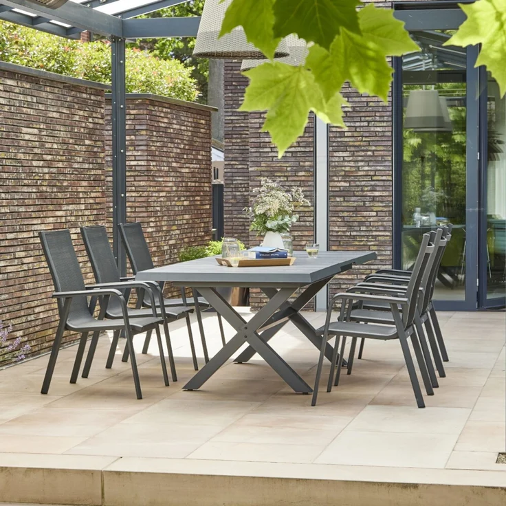 Siena Garden Tesoro Stapelsessel Alu Textilbezug silber schwarz – Bild 8