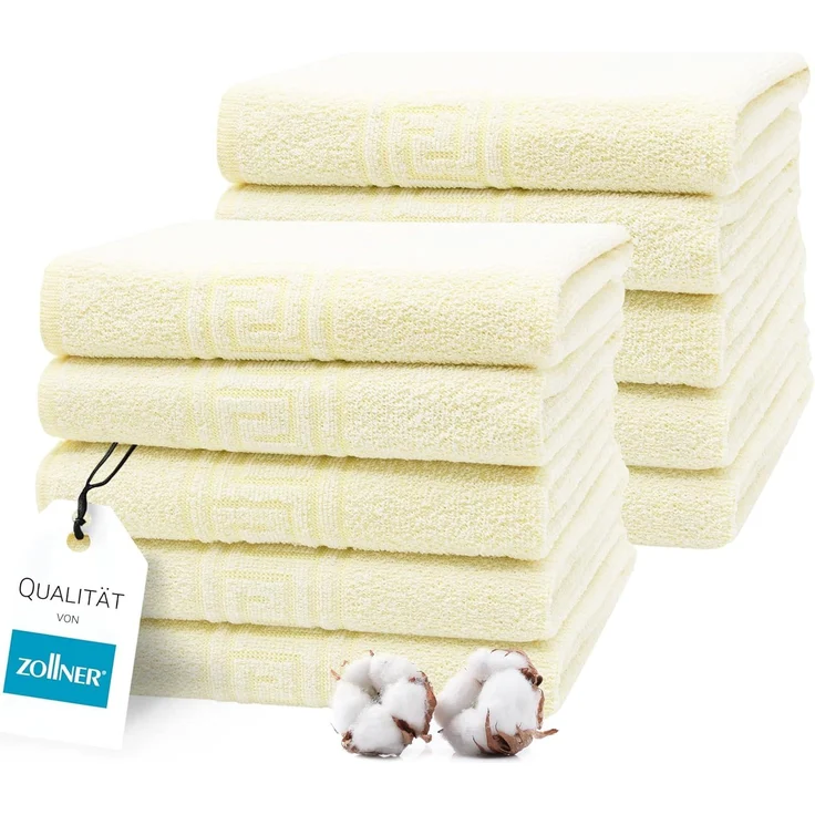 ZOLLNER 10er Set Handtücher, 70% Baumwoll & 30% Polyester, 50x100 cm, gelb – Bild 1
