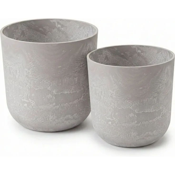 colourliving Blumentopf Pflanztopf Set „Egg“ Stone – 2-teilig, Rund, Anthrazit/Sand, Design & Material: Robust und Umweltbewusst