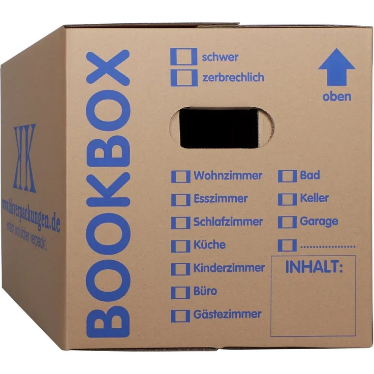 KK Verpackungen Aufbewahrungsbox (Spar-Set, 50 St, 50er-Set), Profi Bücherkartons Bücherkarton Umzugskiste 2-wellig 40kg Braun