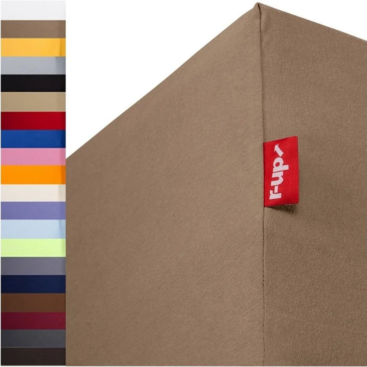 r-up Spannbettlaken Passt 90x200 bis 200x220cm erhältlich! 130 g/m², Baumwolle, Gummizug: fest eingenähtes dauerelastisches Rundumgummi, (1 Stück), (90x200-100x200, 15-35cm Matratzenhöhe, taupe) – Bild 1