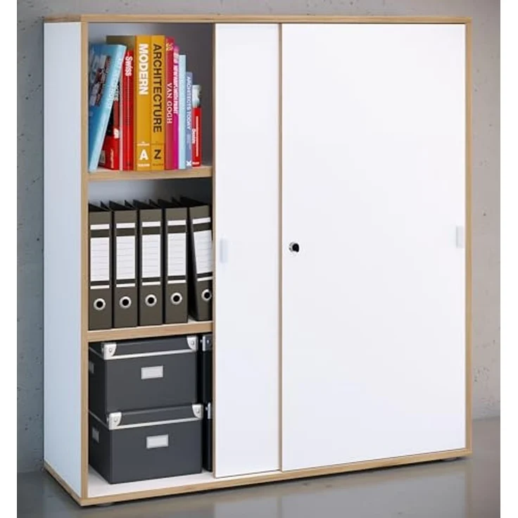VCM Büroschrank Salia 920791 Weiß H. 110 x B. 100 x T. 37 cm – Bild 2