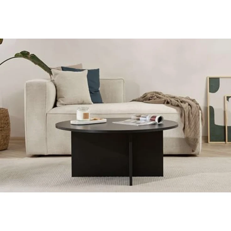 Stilvoller schwarzer Couchtisch, 90 x 90 x 40 cm | 100% melaminbeschichtete Spanplatte, 18 mm dick | langlebiges & Elegantes Design für Moderne Wohnräume – Bild 2