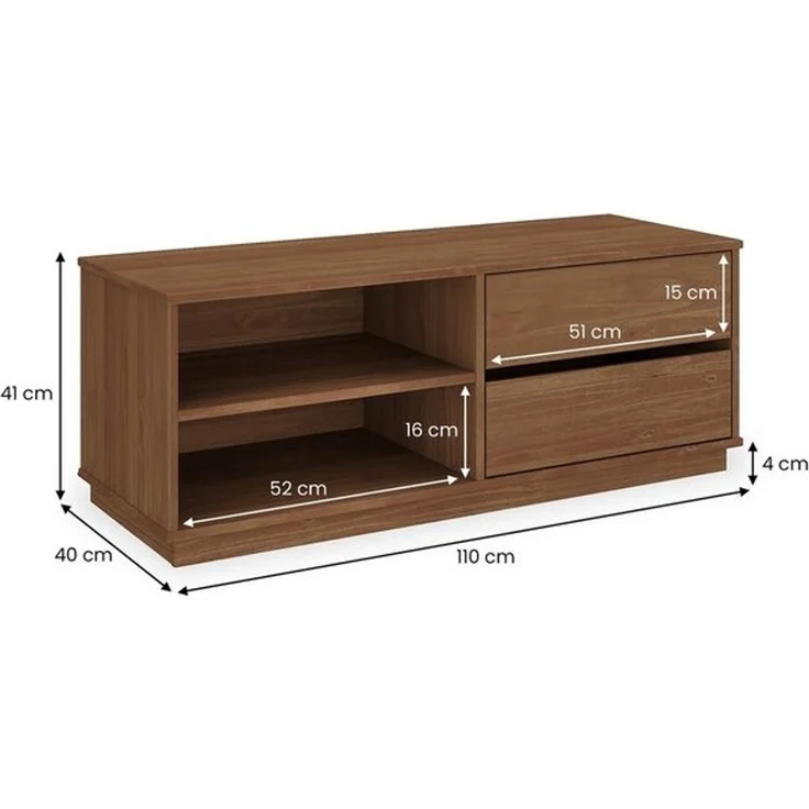 IDIMEX Lowboard MAITE, TV Lowboard in Kastanie farben aus Massivholz 110cm 2 Schubladen und A – Bild 4