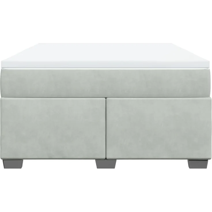 vidaXL Boxspringbett mit Matratze Hellgrau 160x200 cm Samt 3285293 – Bild 4