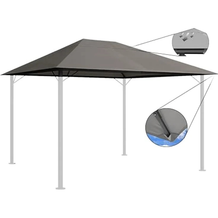 QUICK STAR Ersatzdach 250g für Garten Pavillon 3x4m, taupe/beigegrau RAL 7006, wasserabweisend mit Lüftungsschlitzen – Bild 4