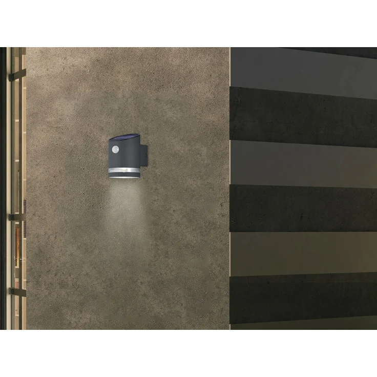 Reality Leuchten LED Solar Außenwandleuchte Salta R22231142, Kunststoff anthrazit, inkl. 3 Watt LED, Bewegungsmelder – Bild 5