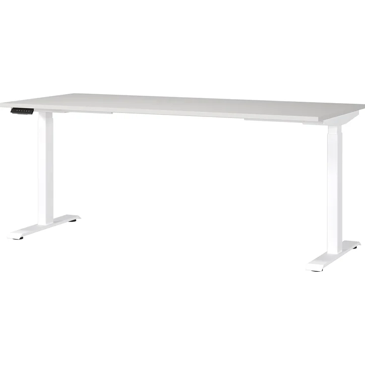 Germania Schreibtisch 7909-642, in Lichtgrau/Weiß, EL. höhenverstellb, 180 x 120 x 80 cm (BxHxT) – Bild 1