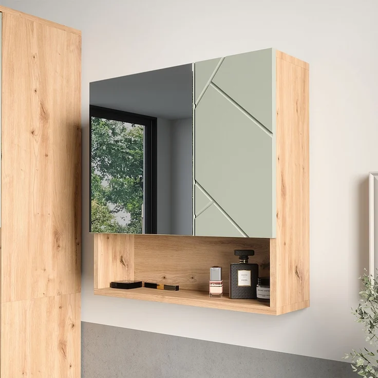 Spiegelschrank Irma Salbeigrün 54x55 cm Vicco – Bild 3