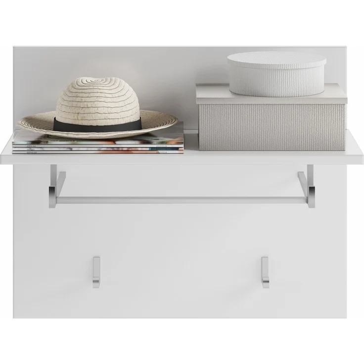Garderobenpaneel >Linus< in weiß/weiß hochglanz - 60x49x26cm (BxHxT) – Bild 1