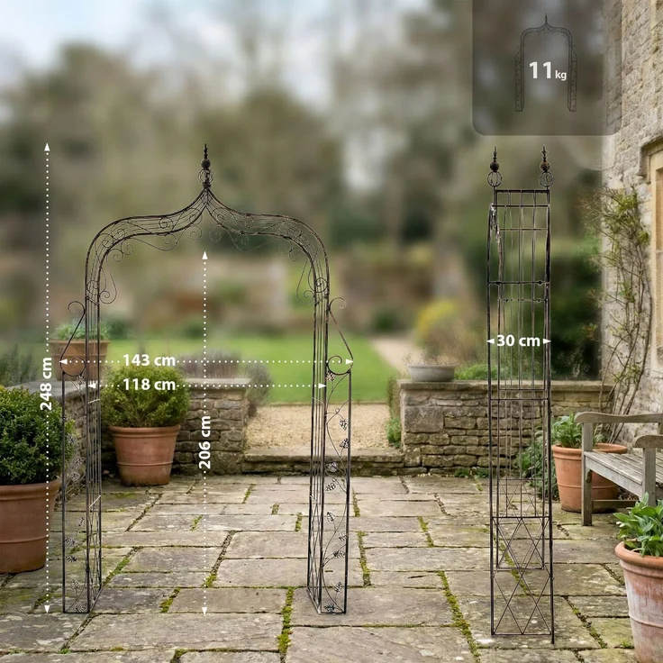 Rosenbogen BREMEN - 143x30x248cm, Metall, Bronze | Rankhilfe Rosen Rankgitter Gartendekoration – Bild 2