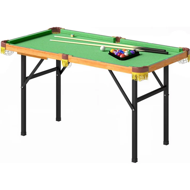 MELAYR, Klappbarer Billardtisch, Mini-Billiard-Tisch, 2 Queues, 16 Kugeln, Dreieck, Bürste, Grün, 120 x 63 x 73.5 cm – Bild 2