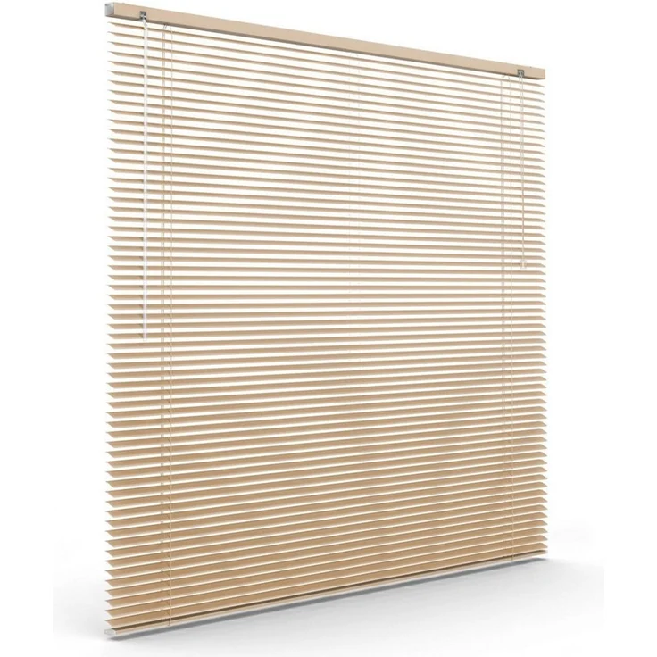 Victoria M. Jalousie LightLess Prime Aluminium-Jalousie 50x130 cm Peanutbutter-Braun matt, mit Bohren, ohne Bohren, geklemmt oder verschaubt, L Profil 25 mm Lamellen, feuchtigkeitsbeständig, verdunkelnd – Bild 2