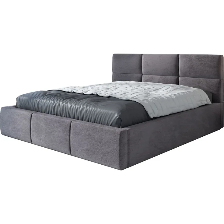 Polsterbett EMILI 90x200 mit Matratze, Bettkasten und Lattenrost. Farbe: Grau 16