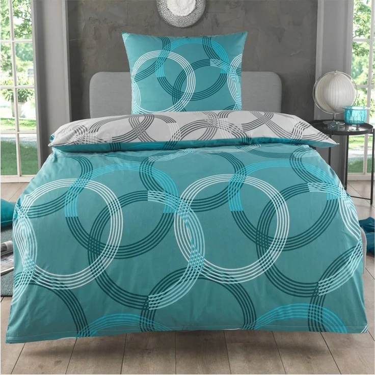 Malika Bettwäsche 155x220 + 80x80 cm atmungsaktiver Baummwoll Renforce Bettbezug, Renforce Baumwolle, 2 teilig, Für Allergiker geeignet, pflegeleicht, angenehm weicher Stoff – Bild 1