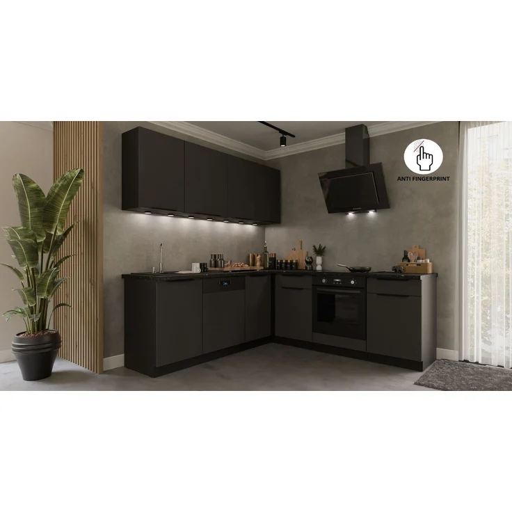 Winkelküche ARIA K-BL ECKE 1 - 215 x 220 + 120 cm Anti Fingerprint Küchenzeile Küchenblock Singleküche Einbauküche Küche Eckküche – Bild 3