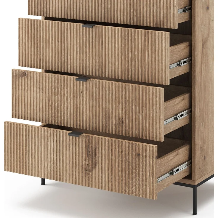 Kommode Eliza Viking Oak 76 x 120 cm mit 5 Schubladen Vicco – Bild 6