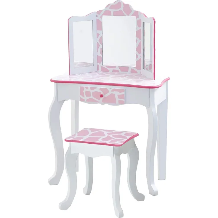 Teamson Kids Kinder Schminktisch mit Spiegel und Hocker Frisiertisch TD-11670D