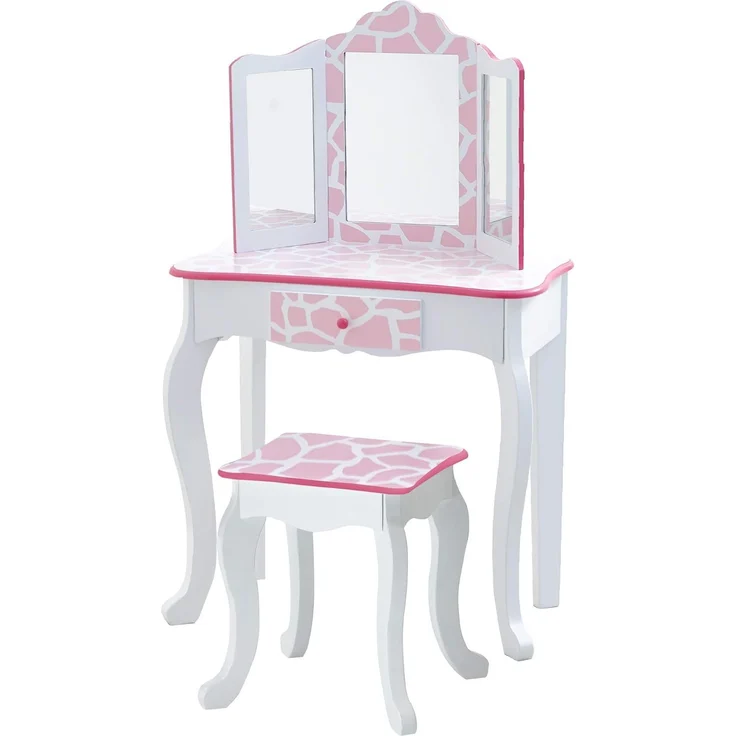 Teamson Kids Kinder Schminktisch mit Spiegel und Hocker Frisiertisch TD-11670D
