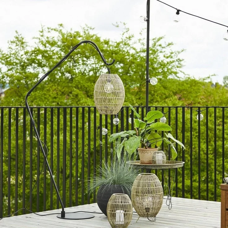 Outdoor Lampenschirm ,Linde' in Rattan-Optik, natur, 40cm – Bild 2