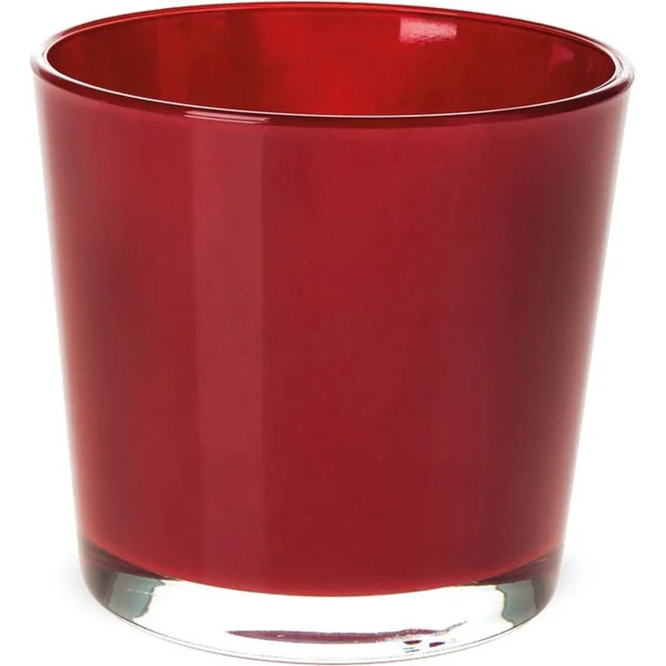matches21 HOME & HOBBY Blumentopf Glastopf Teelichtglas rund Pflanzgefäß Übertopf rot 11,5 cm (1 St)
