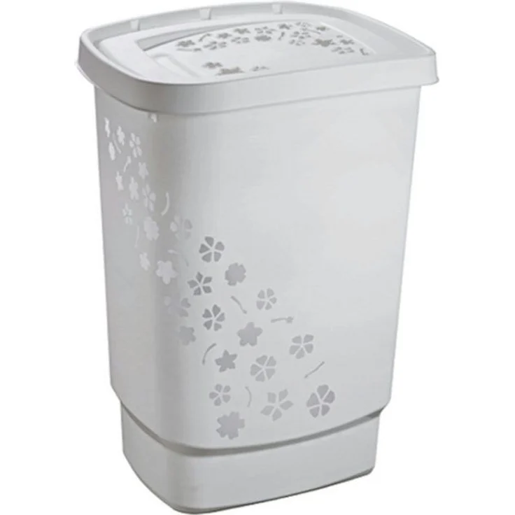 Rotho Wäschesammler Flowers, 55 l grau – Bild 2