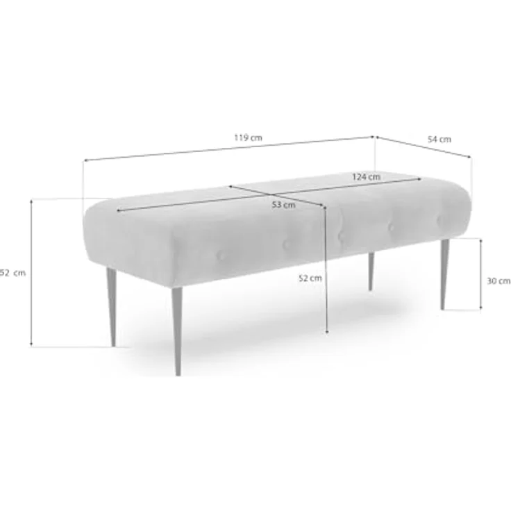 CAVADORE Sitzbank Amba, Trendige Polsterbank 2-sitzig für Küche, Esszimmer oder Wohnküche / Küchenbank passend zum 2-Sitzer Amba / 119 x 52 x 54 / Hochwertiges Mikrofaser: Hellbraun – Bild 4