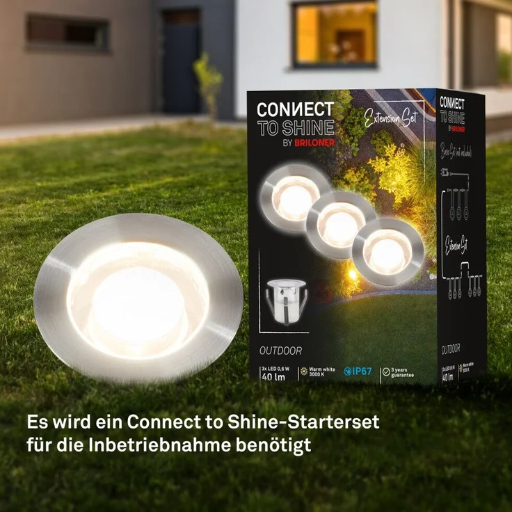 Briloner LED Außen-Bodenstrahler Kebony Connect to Shine 3er Ergänzungsset 1,8W – Bild 6