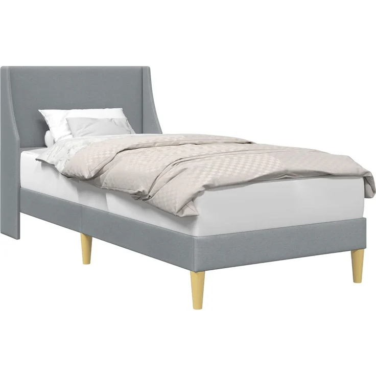 vidaXL Bettrahmen mit Kopfteil, Stoff Hellgrau, 100x200 cm – Bild 2