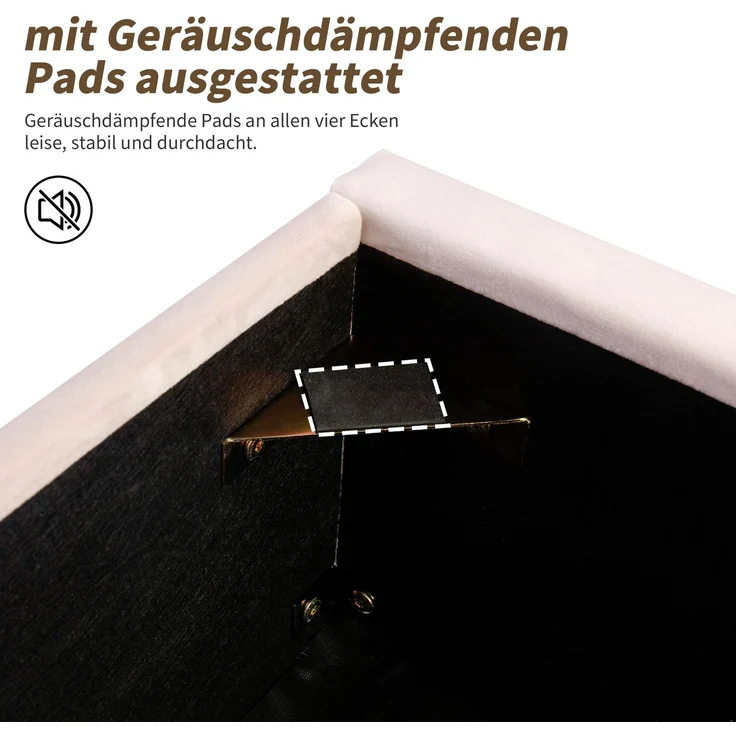 Kinderbett 90x200 cm mit hydraulischem Stauraum, eingebetteter Matratze, geräuschdämpfenden Polstern, Samtbezug, weichem Kopfteil,Rosa – Bild 7