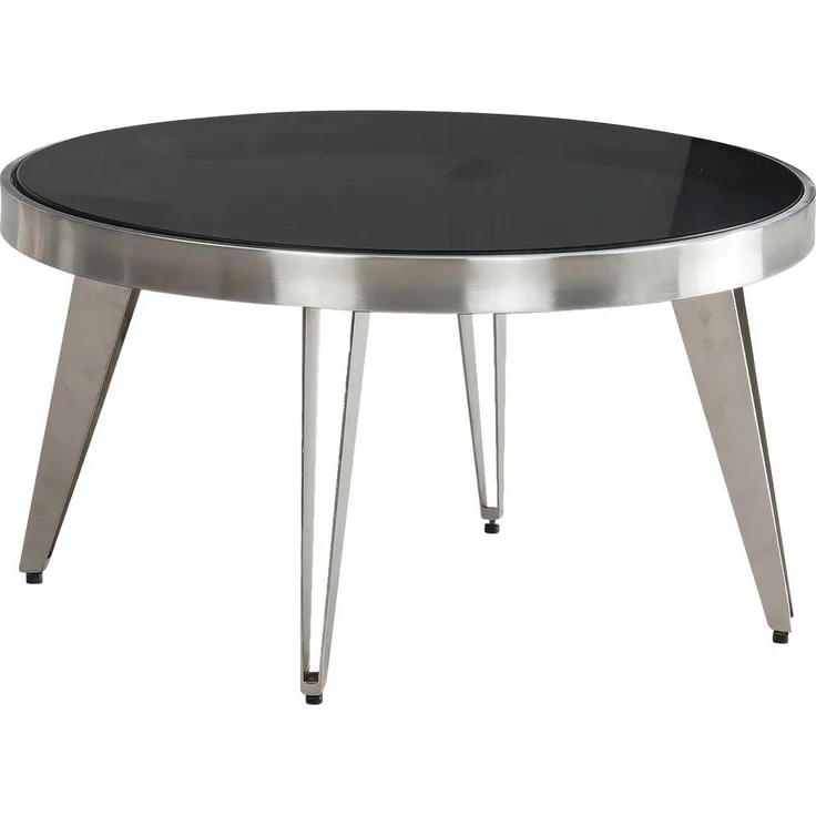 MID.YOU Couchtisch Silber, runder Glas-Couchtisch, 60x33x60 cm für das Wohnzimmer