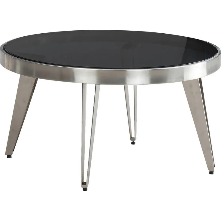 MID.YOU Couchtisch Silber, runder Glas-Couchtisch, 60x33x60 cm für das Wohnzimmer