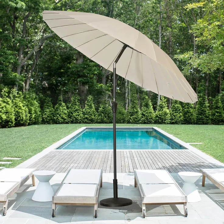 Angel Living Sonnenschirm Terrassenschirm Ø 250cm, Rund Shanghai Stil, UV-Schutz 50+, mit Kurbel, ideal für Garten, Terrasse, Hof und Pool – Bild 8