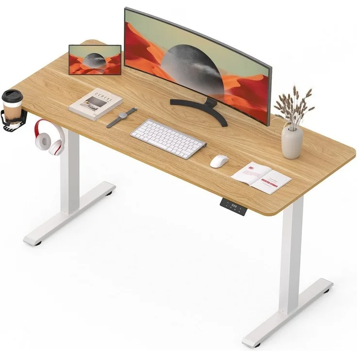 SANODESK Schreibtisch Elektrisch höhenverstellbarer Schreibtisch (inkl. vielseitigem Zubehör, 2-Fach-Teleskop mit Memory-Steuerung & Anti-kollisionssystem), schnelle Montage, verschiedene Größen zur Auswahl