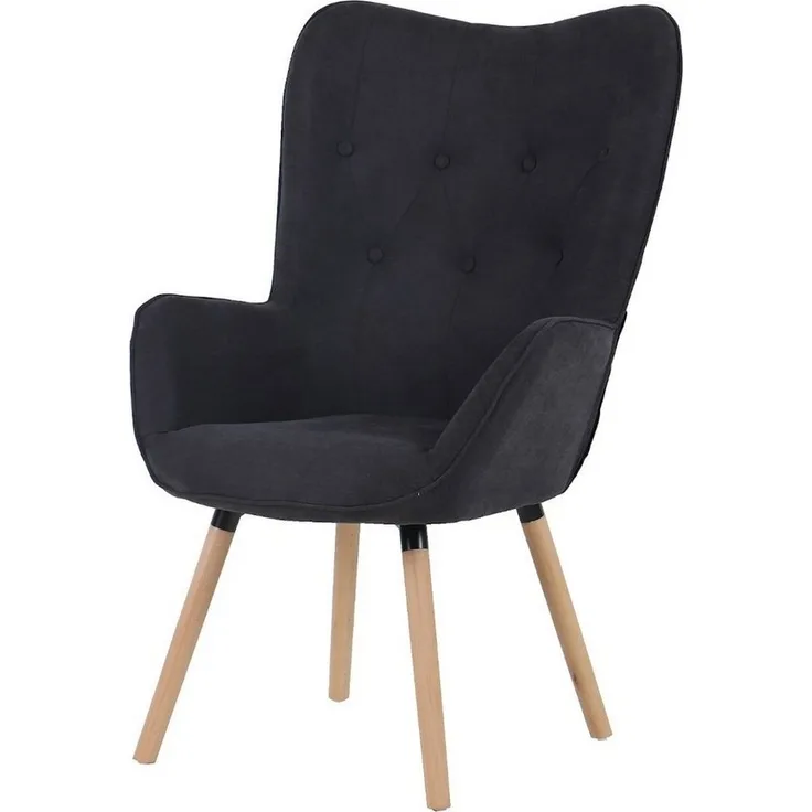 SVITA CLEO Ohrensessel Fernsehsessel Relaxsessel Chesterfield Stoff Dunkelgrau